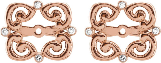 14K Gold Natural Diamond Vintage-Inspired Earring Jackets II - Rose Gold - view 2