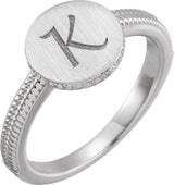 Platinum Natural Diamond Round Signet Ring - view 3