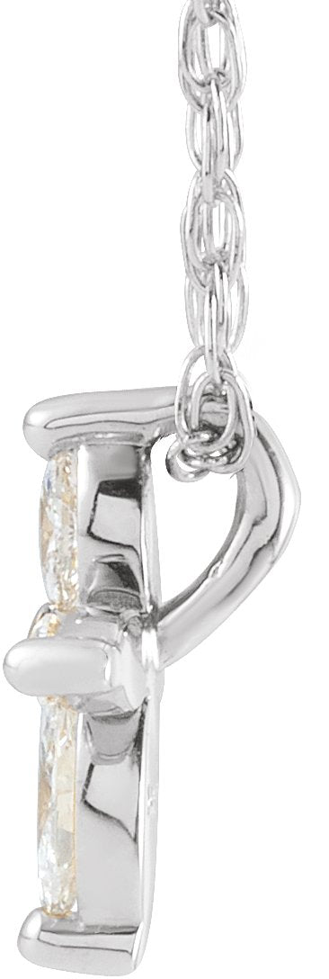 14K Gold Cross Necklace or Pendant - White Gold - view 2