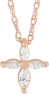 14K Gold Cross Necklace or Pendant - Rose Gold