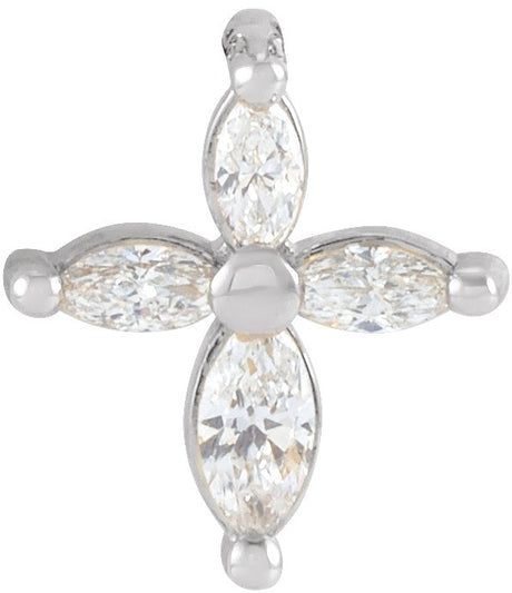 14K Gold Cross Necklace or Pendant - White Gold