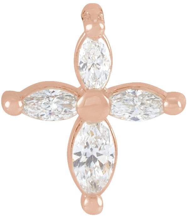 14K Gold Cross Necklace or Pendant - Rose Gold