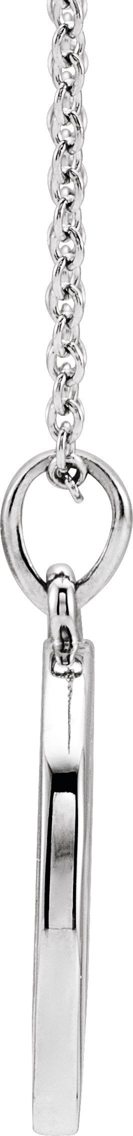 14K Gold Round Natural Diamond Engravable Halo-Style Necklace or Pendant - White Gold - view 2