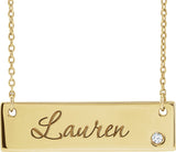 14K Gold Engravable Bar Necklace - Rose Gold - view 3