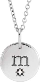 14K Gold Round Natural Diamond Engravable Accented Necklace – 0.005 CTW - White Gold - view 4