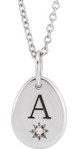 Platinum Engravable Accented Necklace - view 4