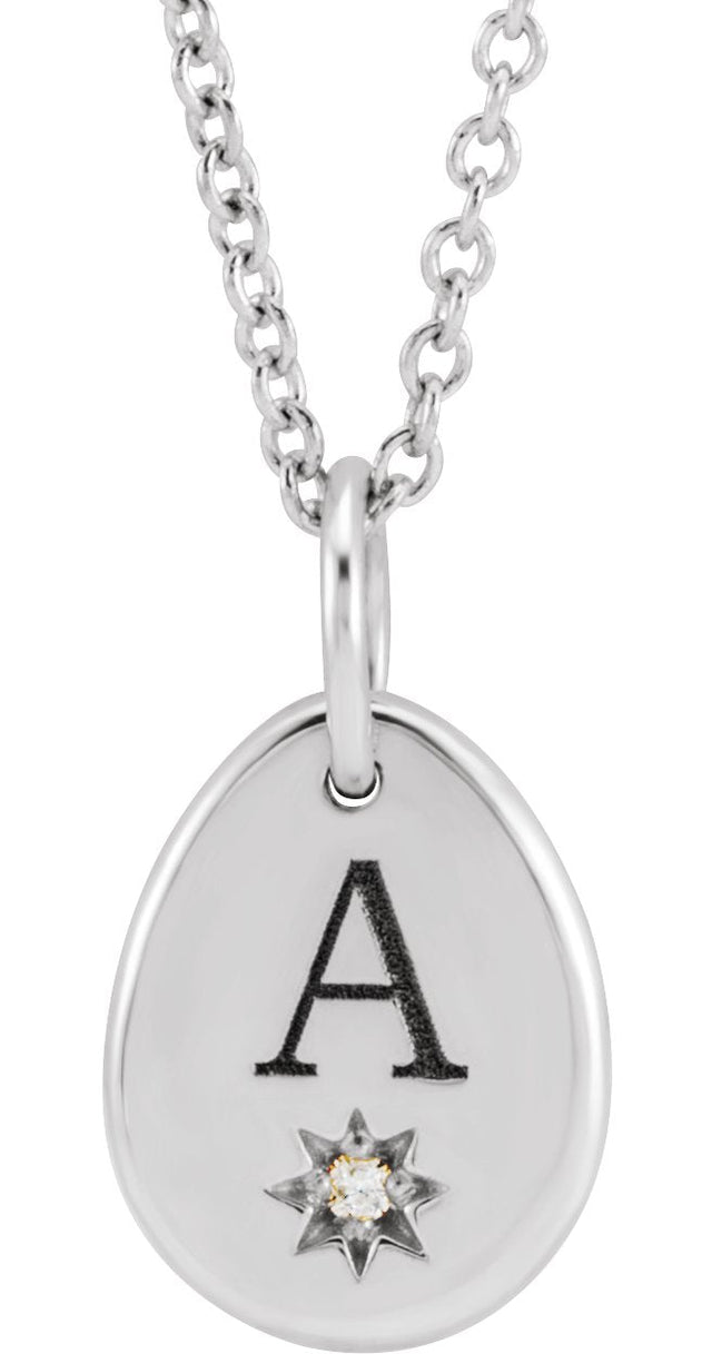 Platinum Engravable Accented Necklace - view 4