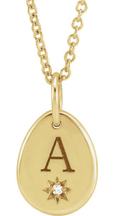 14K Gold Engravable Accented Necklace - Yellow Gold - view 4