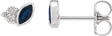 Platinum Marquise Natural Blue Sapphire Accented Bezel-Set Earrings