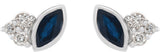 Platinum Marquise Natural Blue Sapphire Accented Bezel-Set Earrings - view 2