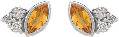 Platinum Marquise Natural Citrine Accented Bezel-Set Earrings - view 2
