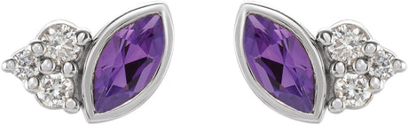 Platinum Marquise Natural Amethyst Accented Bezel-Set Earrings - view 2