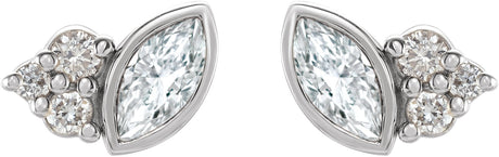 Platinum Marquise Natural Diamond Accented Bezel-Set Earrings - view 2