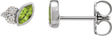 Platinum Marquise Natural Peridot Accented Bezel-Set Earrings