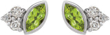 Platinum Marquise Natural Peridot Accented Bezel-Set Earrings - view 2