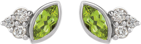Platinum Marquise Natural Peridot Accented Bezel-Set Earrings - view 2