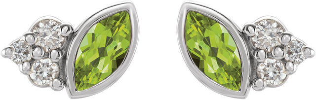 Platinum Marquise Natural Peridot Accented Bezel-Set Earrings - view 2