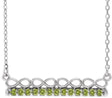 14K Gold Round Natural Peridot Infinity-Inspired Bar Necklace - White Gold