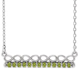 Platinum Round Natural Peridot Infinity-Inspired Bar Necklace