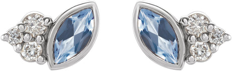 Platinum Marquise Natural Aquamarine Accented Bezel-Set Earrings - view 2