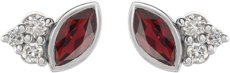 Platinum Marquise Natural Mozambique Garnet Accented Bezel-Set Earrings - view 2
