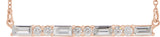 14K Gold Straight Baguette Natural Diamond Accented Bar Necklace – 1/2 CTW - Rose Gold