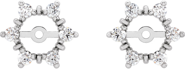 14K Gold Natural Diamond Halo-Style Earring Jackets IX - White Gold - view 2