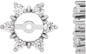 14K Gold Natural Diamond Halo-Style Earring Jackets IX - White Gold