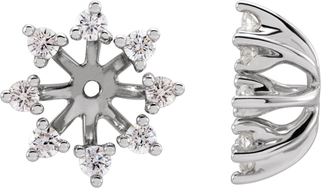 14K Gold Natural Diamond Halo-Style Earring Jackets No. 21 - White Gold