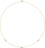 14K Gold Straight Baguette Natural Diamond Baguette Station Necklace - Yellow Gold