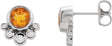 14K Gold Round Natural Citrine Accented Bezel-Set Earrings - White Gold