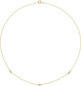 14K Gold Square Natural Diamond Bezel-Set Station Necklace - Yellow Gold