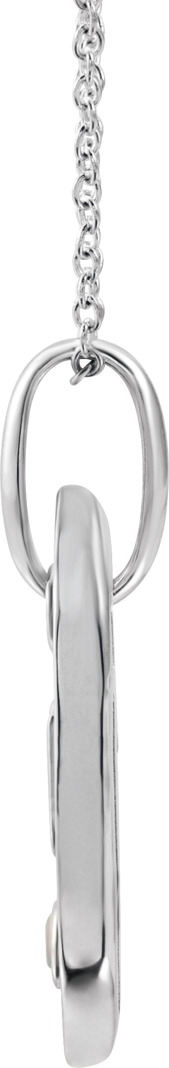 14K Gold Round Natural Diamond Initial Necklace - White Gold - view 2