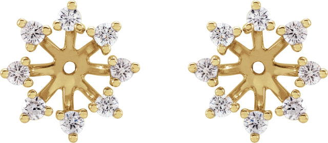 14K Gold Natural Diamond Halo-Style Earring Jackets No. 21 - Yellow Gold - view 2