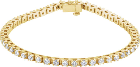 14K Gold Round Natural Diamond Line Bracelet - Yellow Gold