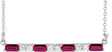 Platinum Straight Baguette Lab-Grown Ruby Accented Bar Necklace