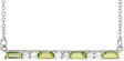 14K Gold Straight Baguette Natural Peridot Accented Bar Necklace - White Gold