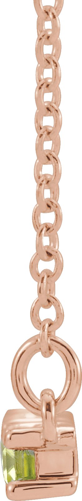14K Gold Straight Baguette Natural Peridot Accented Bar Necklace - Rose Gold - view 2