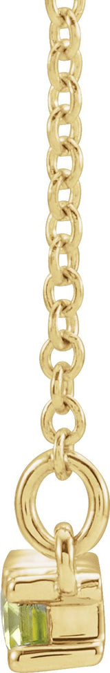 14K Gold Straight Baguette Natural Peridot Accented Bar Necklace - Yellow Gold - view 2