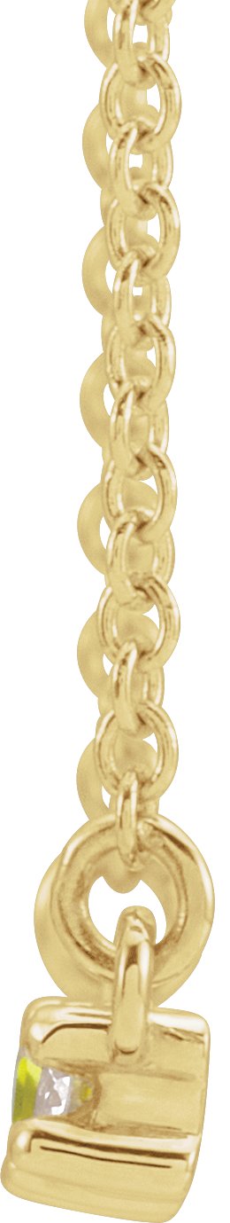 14K Gold Straight Baguette Natural Peridot Accented Bar Necklace – 1/8 CTW - Yellow Gold - view 2