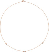 14K Gold Straight Baguette Natural Diamond Baguette Station Necklace - Rose Gold