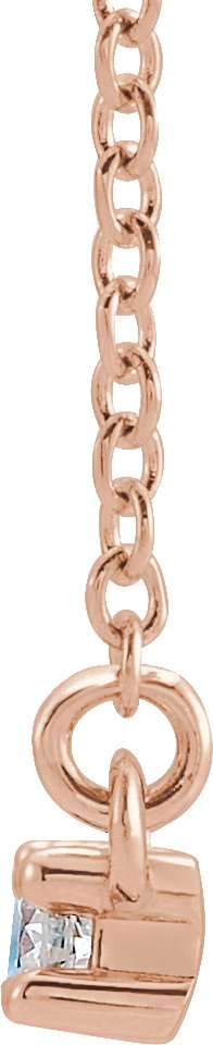 14K Gold Straight Baguette Natural Aquamarine Accented Bar Necklace – 1/8 CTW - Rose Gold - view 2