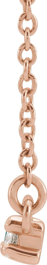 14K Gold Straight Baguette Natural Emerald Accented Bar Necklace – 1/8 CTW - Rose Gold - view 2