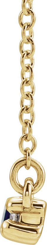 14K Gold Straight Baguette Natural Blue Sapphire Accented Bar Necklace – 1/8 CTW - Yellow Gold - view 2