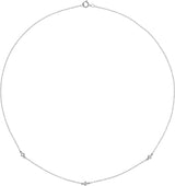 14K Gold Square Natural Diamond Bezel-Set Station Necklace - White Gold