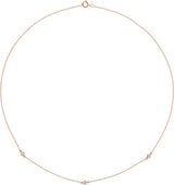 14K Gold Square Natural Diamond Bezel-Set Station Necklace - Rose Gold