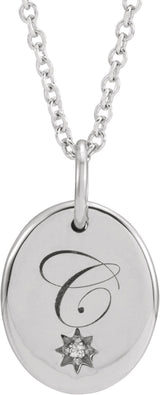 Platinum Engravable Accented Necklace – 11x9mm - view 3