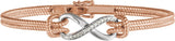 14K Gold Round Natural Diamond Infinity Rope Bangle Bracelet - Two-Tone