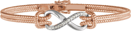 14K Gold Round Natural Diamond Infinity Rope Bangle Bracelet - Two-Tone