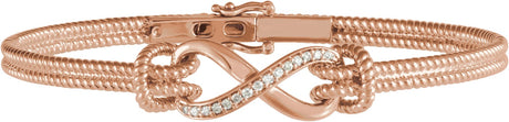 14K Gold Round Natural Diamond Infinity Rope Bangle Bracelet - Rose Gold